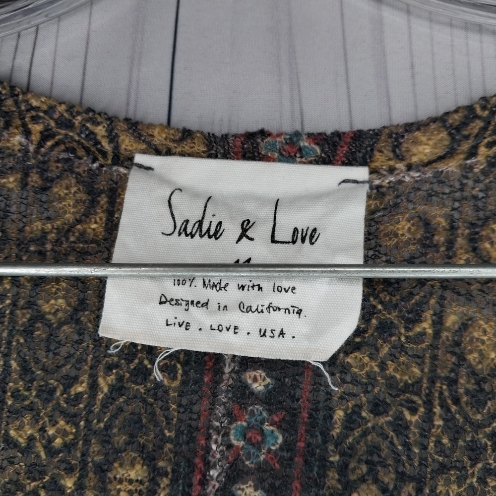 Sadie & Love Floral Open Front Short Sleeve Flowy Festival Kimono Boho Cardigan - Picture 4 of 11